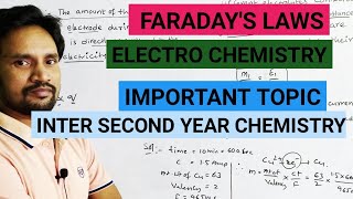 FARADAYS LAWS ELECTRO CHEMISTRY INTER SECOND YEAR CLASS 12 [upl. by Mikal]