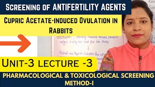 SCREENING OF ANTI FERTILITY AGENTS  ANTI FERTILITY AGENTS  Cupric Acetate induced ovulation [upl. by Nirrej]