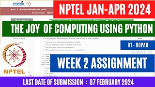 The Joy of Computing using Python Week 2 Assignment Solutions 2024  OPEducore [upl. by Eveam]