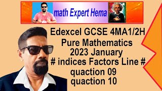 how to do Edexcel GCSE pure 4MA12H 2023 january qua 9  10 indices factors straight line area [upl. by Gwenneth]