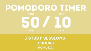 50  10 Pomodoro Timer  No music  Study for dreams  Deep focus  Study timer [upl. by Akinert181]