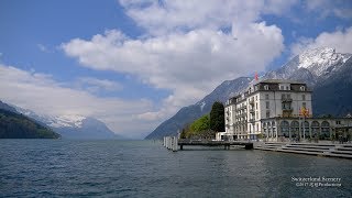 4K Brunnen Vierwaldststättersee Schwyz SWITZERLAND アルプス山脈 [upl. by Marne]