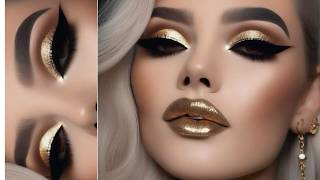 Golden Cut Srease Eyes Makeup Golden amp Brown Eyeshadow Eyes Makeup Tutorial [upl. by Annirak946]