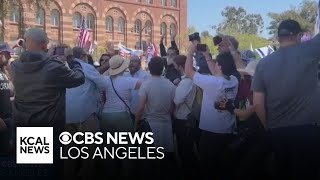 Dueling proIsrael and proPalestine protests happen on UCLA campus [upl. by Durer]