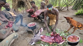 Hadza hunt and cooking meat Lunch [upl. by Tallula]