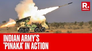 Watch Power Of Made In India MultiBarrel Rocket Launcher ‘Pinaka’ On Display In Pokhran [upl. by Carlisle]