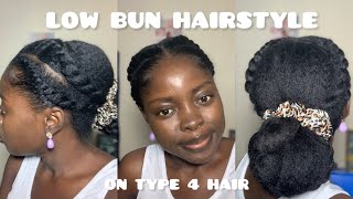 Low Bun Hairstyle on Type 4 Hair [upl. by Ojeillib]