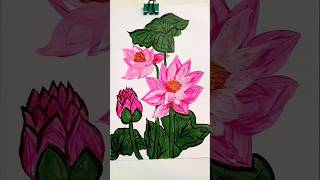 water lily drawing with acrylic colour shorts flower drawing [upl. by Laamak19]