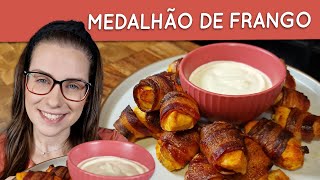 Frango com bacon assado no forno ou na airfryer  Medalhão de frango com bacon [upl. by Venuti]