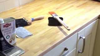 Sanding and oiling a kitchen worktop [upl. by Nwahsiek]