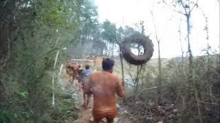 Tire Hunts Spartan during Spartan Race  Charlotte NC 03232013 [upl. by Benoit]