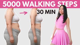 5000 STEPS IN 30 MIN walking cardio easy steps for weight loss reduce PMS no repeat no jumping [upl. by Anertal]