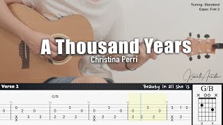 A Thousand Years  Christina Perri  Fingerstyle Guitar  TAB  Chords  Lyrics [upl. by Kare]