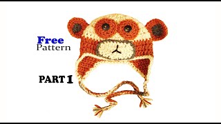 Free Crochet Pattern Monkey Hat Baby Beanie part 1 [upl. by Macdonald]