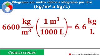 Conversión de kilogramo por metro cubico kilogramo por litro  kgm3 a kgL [upl. by Dotty]