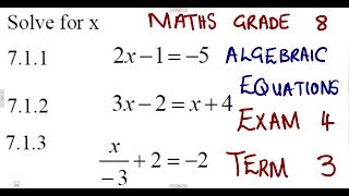 Mathematics Grade 8 Algebraic Equations Exam 4 Term 3 mathszoneafricanmotives mathswithadmirelightone [upl. by Lachman206]