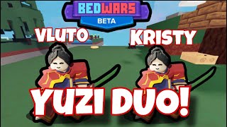 THE YUZI DUO with my sister Roblox Bedwars [upl. by Elleinet]