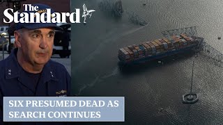 Baltimore bridge Six presumed dead after cargo ship rammed bridge triggering collapse [upl. by Okun]