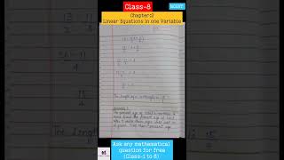 Linear Equations in one variable class 8  ncert  shorts [upl. by Reffineg970]