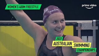 New World Record  Womens 400m Freestyle Ariarne Titmus  2022 Australian Swimming Championships [upl. by Pierpont]