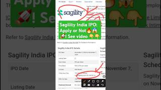 Sagility India IPO open now Apply or Not See full video on related Link🚀🔥😱 [upl. by Atinahc]