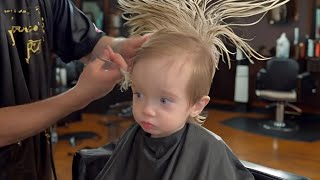 Baby haircut for toddler boy only 2 months after his previous child haircut Fast growing hair [upl. by Zampardi354]