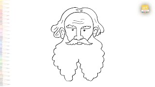 Leo Tolstoy easy outline drawing  Outline Art  How to draw Leo Tolstoy face sketch  artjanag [upl. by Mareah769]