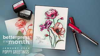 Spellbinders January 2024 BetterPress Plate of the Month – Poppy Greetings [upl. by Shepherd134]