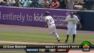 West Michigans Gibson hits homer [upl. by Ahsiruam730]