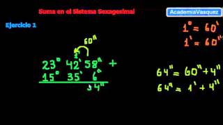 Suma en el Sistema Sexagesimal Ejercicio 1 [upl. by Ahsael]