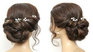 Easy Twisted Updo Bridal Hairstyle For Long And Medium Hair [upl. by Edahsalof]