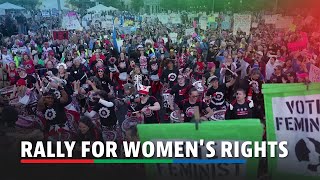 Thousands rally for womens rights in Washington ahead of presidential election  ABSCBN News [upl. by Ojillek]