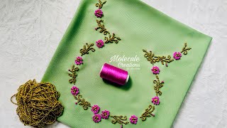 simple easy Ring knot hand embroidery neckline for kurti salwars handwork georgette neckline [upl. by Faxan]