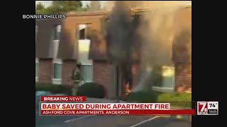 Mom drops baby to safety during apartment fire in Anderson [upl. by Axel]