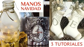 Manos a la Obra 3 IDEAS PARA NAVIDAD  Efecto Espejo  Esmerilar vidrio  Bota Navideña [upl. by Akerley219]