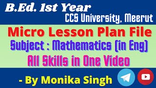 Maths Micro Lesson Plan  in English  BEd 1st Year  ccsu [upl. by Legin]