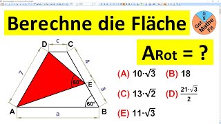 Berechne die rote Fläche  Mathe Rätsel Geometrie  Trapezaufgabe [upl. by Mccallion]