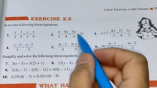 Linear Equations in One Variable Ex 22 Chapter 2  Class 8th Maths New Book  New Edition 2023 [upl. by Rehptosirhc]