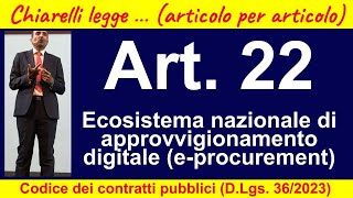 Codice dei contratti articolo 22  chiarelli contratti codice [upl. by Hooper]