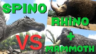 Spinosaurus VS Rhino and Mammoth  ARK Survival Evolved [upl. by Ferwerda]