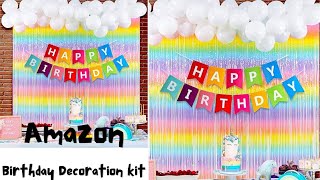 Birthday Decoration Ideas At Home Amazon Easy amp Under Budget Unicorn Birthday Party Decorations kit [upl. by Lehcem]