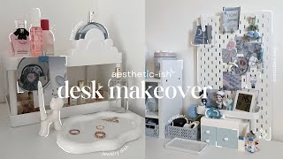 🎐aesthetic desk makeover ikea pegboard pinterest inspired blue and white aesthetic amazon hauls [upl. by Islaen111]