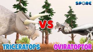 Triceratops vs Oviraptor  Triceratops Level Challenge S1E2  SPORE [upl. by Anaujat775]