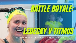 Katie Ledecky vs Ariarne Titmus  final of the womens 400 freestyle Tokyo 2020 [upl. by Ainafetse]