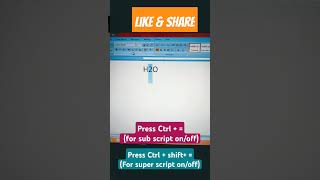 MS Word shortcut key  Superscript amp Subscript shorts reels [upl. by Sax]