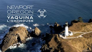 quotNewport Oregon 4k Drone Moolack Beach Yaquina Lighthouse [upl. by Rustie]