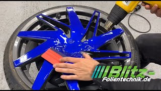 Felgen Folieren  bekleben 3M cosmic blue  How To Vinyl Wrap Car Rims [upl. by Atikihc]