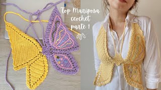 Top mariposa a crochet paso a paso parte 1 [upl. by Chico]