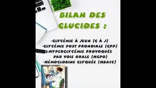 Bilan des Glucides glycémie à jeunGPPHGPOHBA1C [upl. by Ekaterina296]