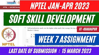 NPTEL Soft Skill Development Week 7 Assignment Solutions  Jan Apr 2023  OPEducore [upl. by Kcarb]